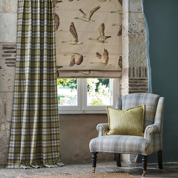 Elysian Geese Silver/Chalk Fabric by Sanderson