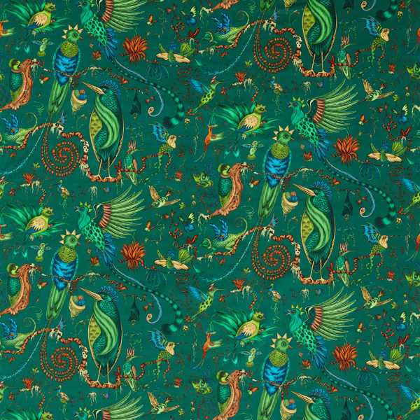 Quetzal Velvet Teal Fabric by Clarke & Clarke